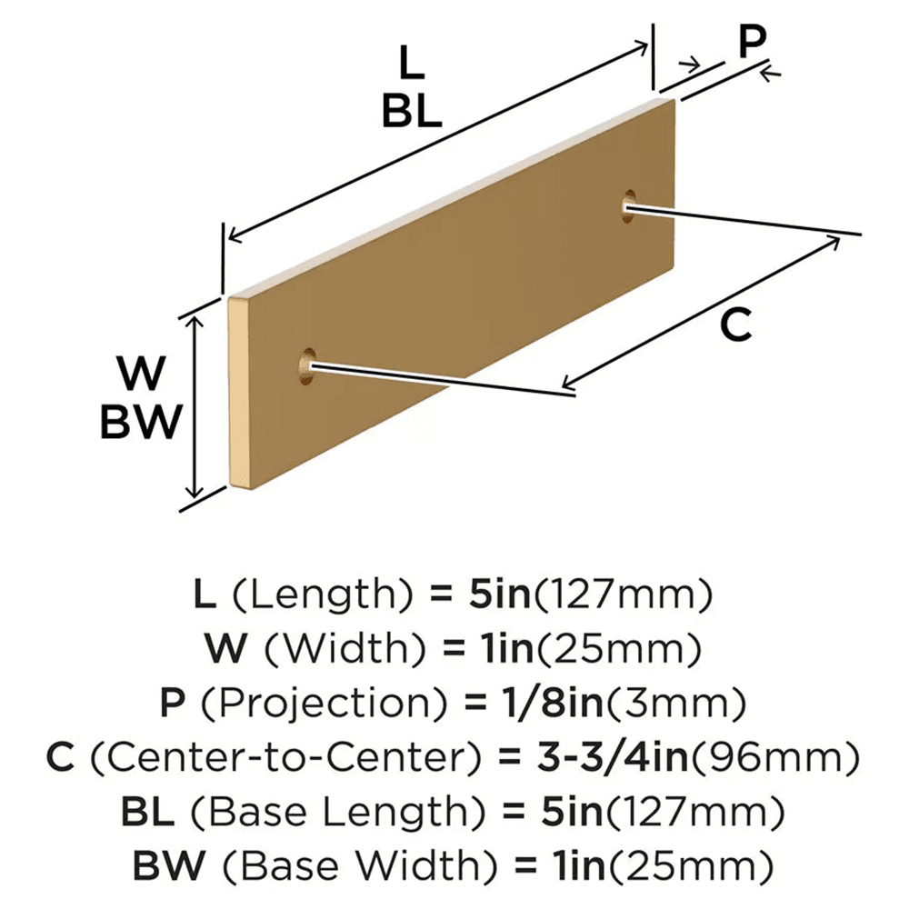 96mm Ladera Rectangle Cabinet Pull Backplate, Champagne Bronze Alt 1 - Image