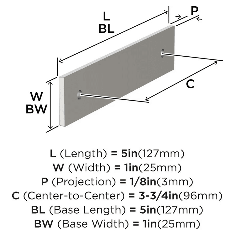 96mm Ladera Rectangle Cabinet Pull Backplate, Satin Nickel Alt 1 - Image