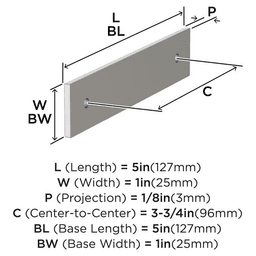 96mm Ladera Rectangle Cabinet Pull Backplate, Satin Nickel Alt 1 - Image