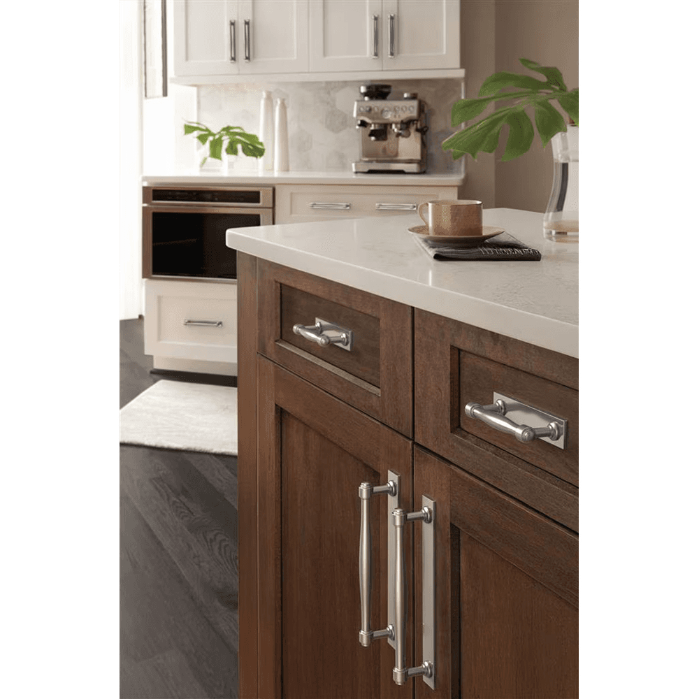 96mm Ladera Rectangle Cabinet Pull Backplate, Satin Nickel Alt 4 - Image