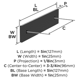 96mm Ladera Rectangle Cabinet Pull Backplate, Matte Black Alt 1 - Image