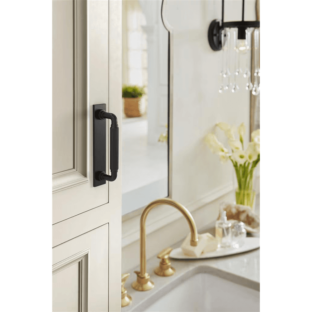 96mm Ladera Rectangle Cabinet Pull Backplate, Matte Black Alt 3 - Image