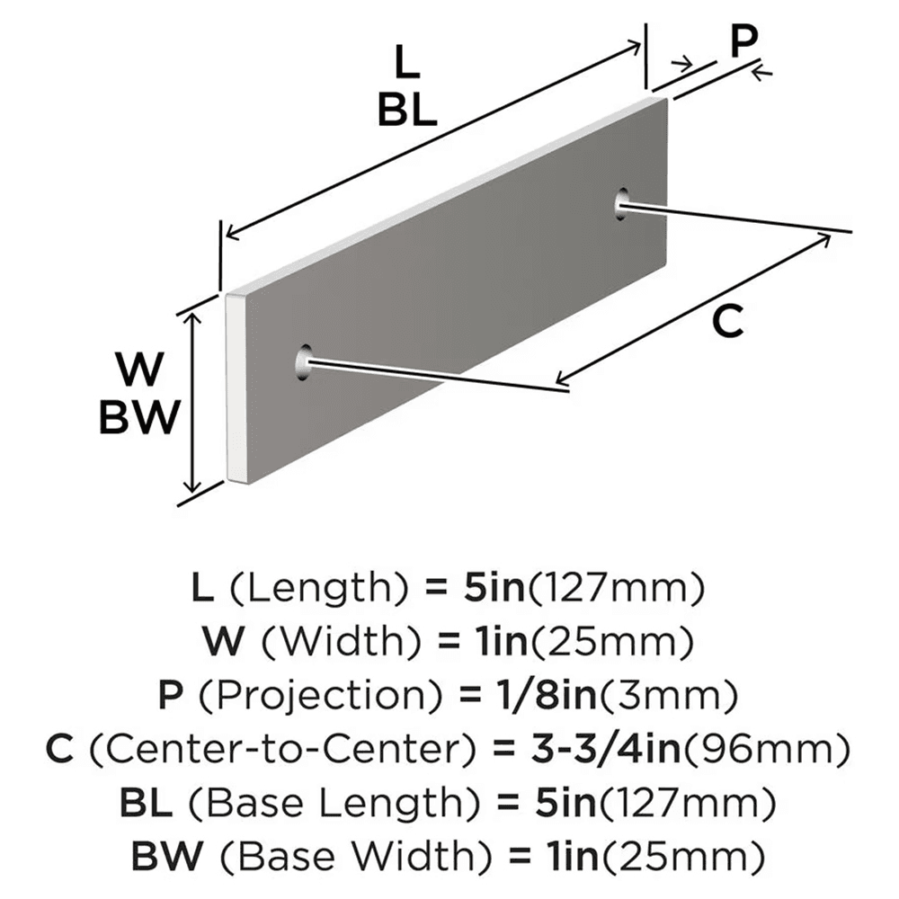 96mm Ladera Rectangle Cabinet Pull Backplate, Polished Nickel Alt 1 - Image