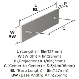 96mm Ladera Rectangle Cabinet Pull Backplate, Polished Nickel Alt 1 - Image