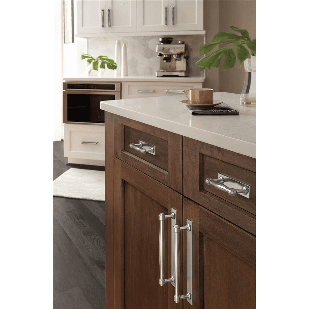 96mm Ladera Rectangle Cabinet Pull Backplate, Polished Nickel Alt 4 - Image