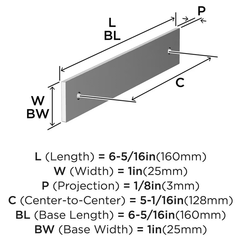 128mm Ladera Rectangle Cabinet Pull Backplate, Polished Chrome Alt 1 - Image
