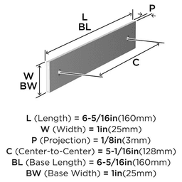 128mm Ladera Rectangle Cabinet Pull Backplate, Polished Chrome Alt 1 - Image