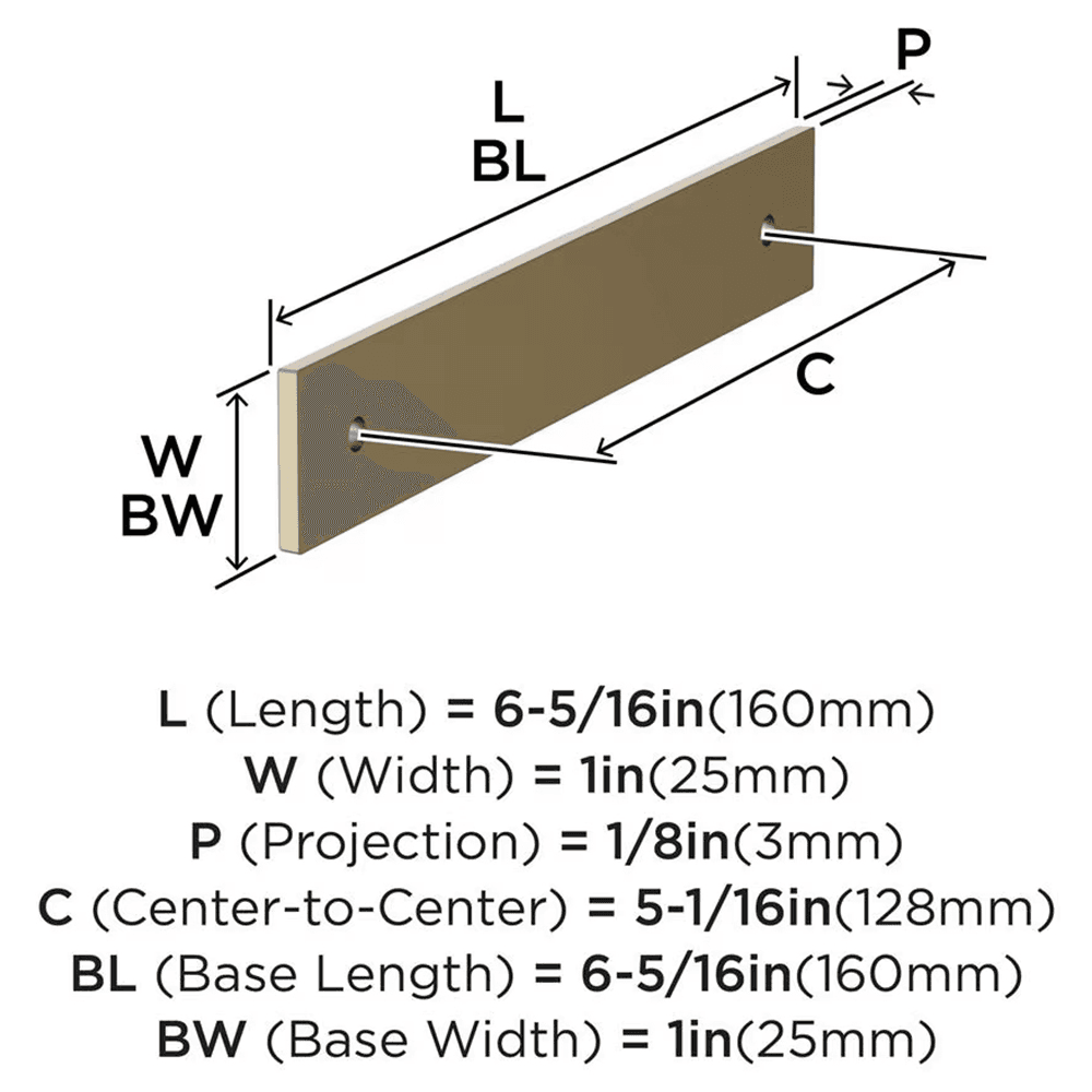 128mm Ladera Rectangle Cabinet Pull Backplate, Golden Champagne Alt 1 - Image