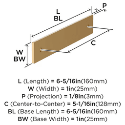 128mm Ladera Rectangle Cabinet Pull Backplate, Champagne Bronze Alt 1 - Image