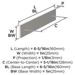 128mm Ladera Rectangle Cabinet Pull Backplate, Satin Nickel Alt 1 - Image