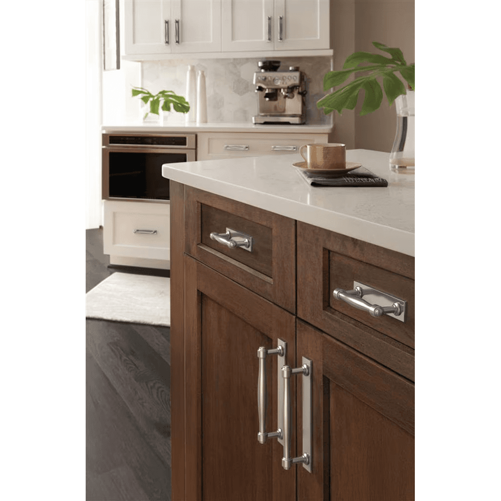 128mm Ladera Rectangle Cabinet Pull Backplate, Satin Nickel Alt 4 - Image