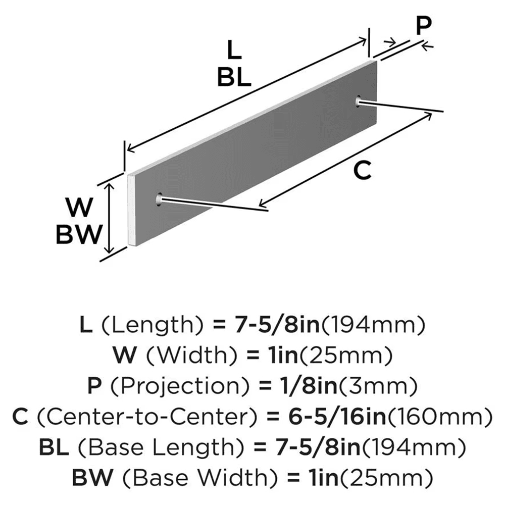 160mm Ladera Rectangle Cabinet Pull Backplate, Polished Chrome Alt 1 - Image