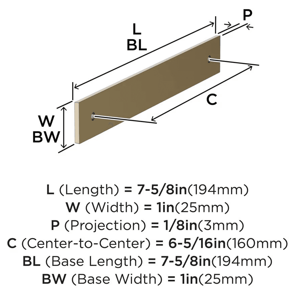 160mm Ladera Rectangle Cabinet Pull Backplate, Golden Champagne Alt 1 - Image