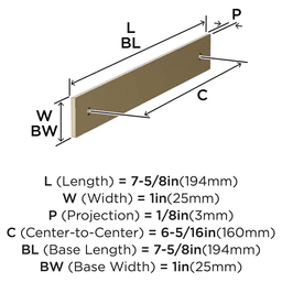 160mm Ladera Rectangle Cabinet Pull Backplate, Golden Champagne Alt 1 - Image
