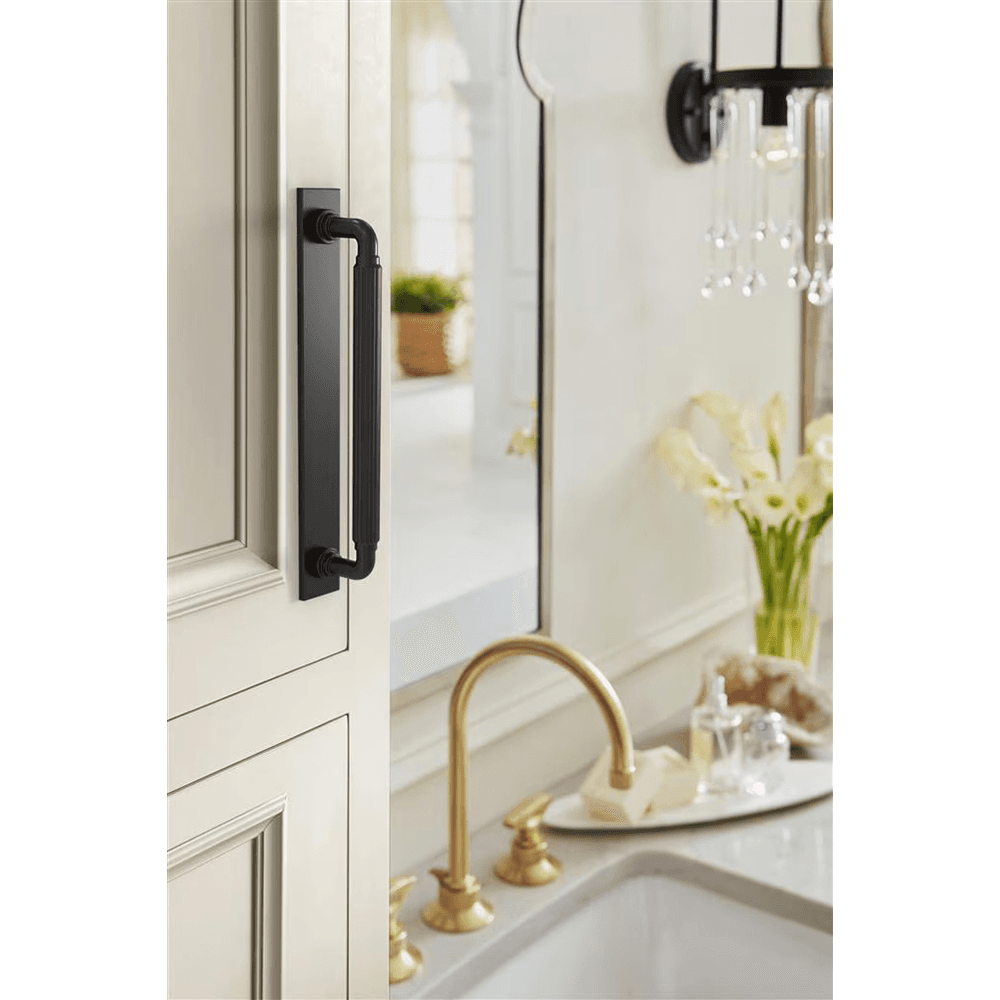 160mm Ladera Rectangle Cabinet Pull Backplate, Matte Black Alt 3 - Image