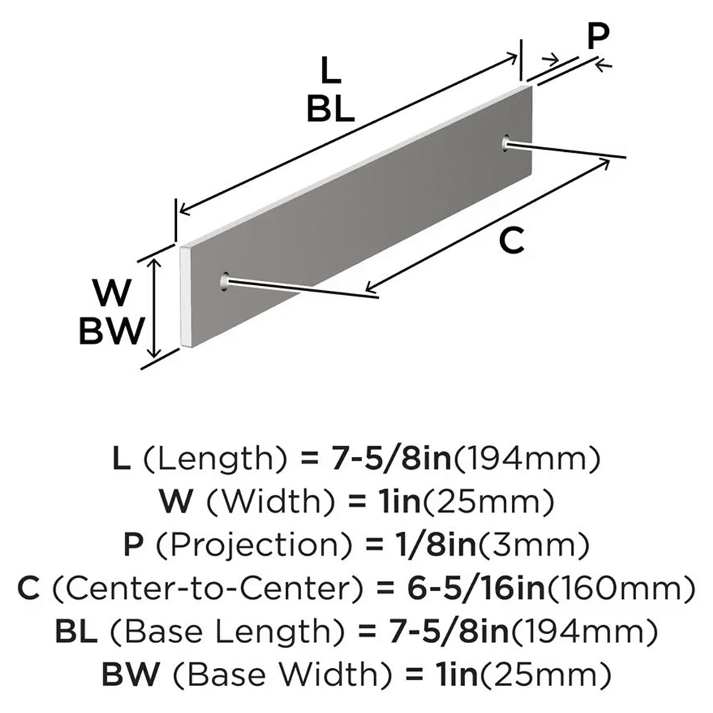 160mm Ladera Rectangle Cabinet Pull Backplate, Polished Nickel Alt 1 - Image