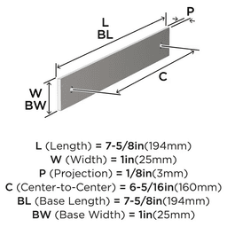 160mm Ladera Rectangle Cabinet Pull Backplate, Polished Nickel Alt 1 - Image