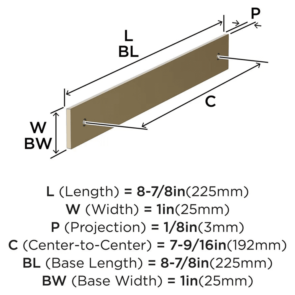 192mm Ladera Rectangle Cabinet Pull Backplate, Golden Champagne Alt 1 - Image