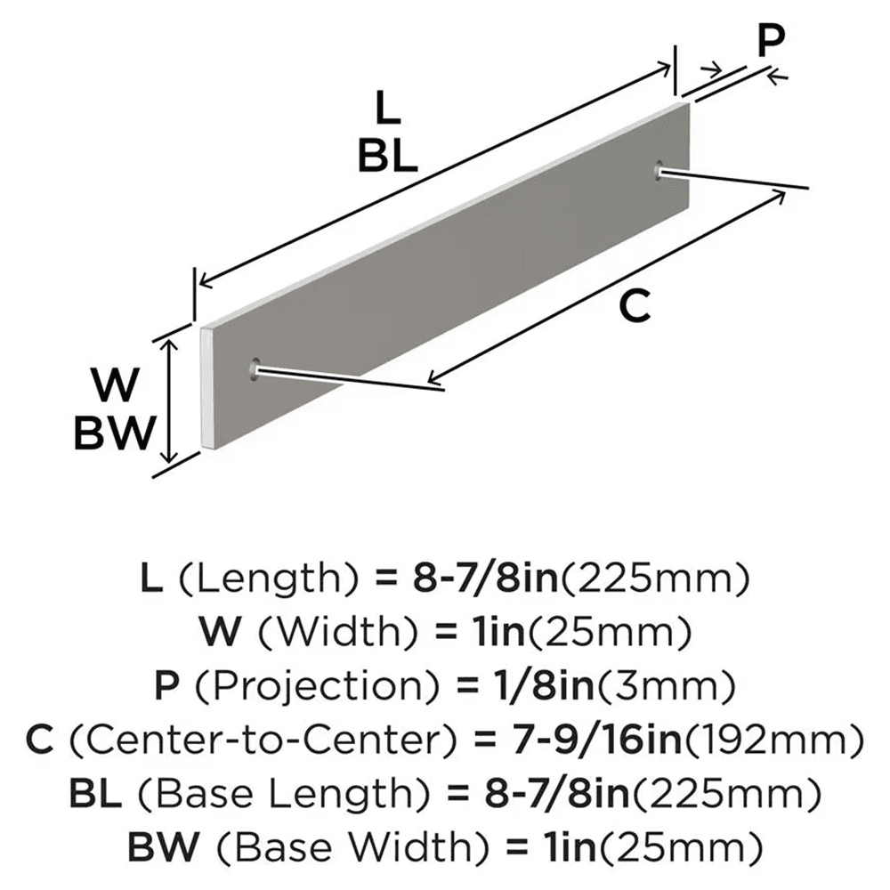 192mm Ladera Rectangle Cabinet Pull Backplate, Satin Nickel Alt 1 - Image