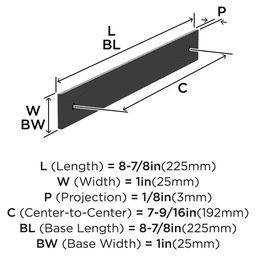 192mm Ladera Rectangle Cabinet Pull Backplate, Matte Black Alt 1 - Image