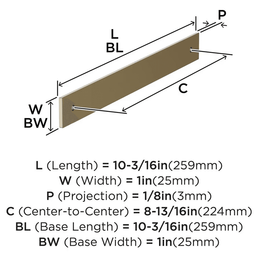 224mm Ladera Rectangle Cabinet Pull Backplate, Golden Champagne Alt 1 - Image