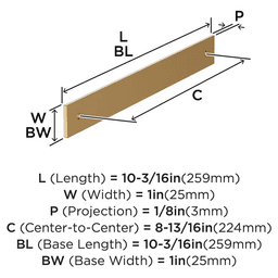 224mm Ladera Rectangle Cabinet Pull Backplate, Champagne Bronze Alt 1 - Image