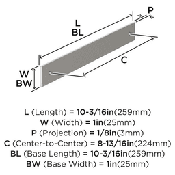224mm Ladera Rectangle Cabinet Pull Backplate, Satin Nickel Alt 1 - Image