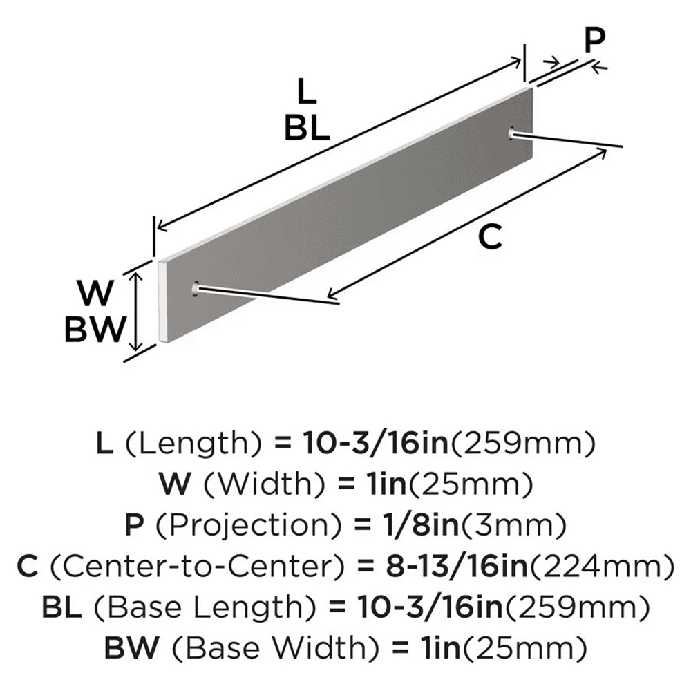 224mm Ladera Rectangle Cabinet Pull Backplate, Polished Nickel Alt 1 - Image