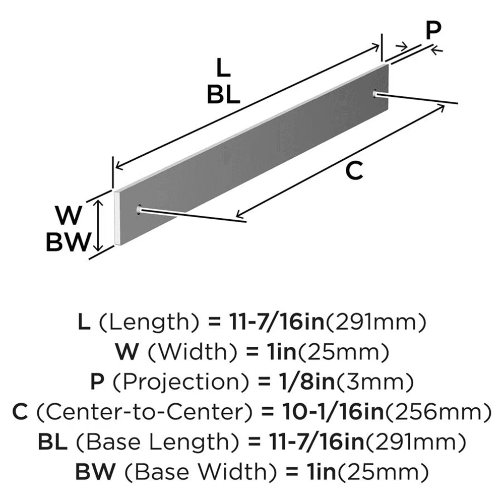 256mm Ladera Rectangle Cabinet Pull Backplate, Polished Chrome Alt 1 - Image
