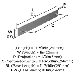 256mm Ladera Rectangle Cabinet Pull Backplate, Polished Chrome Alt 1 - Image