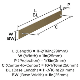 256mm Ladera Rectangle Cabinet Pull Backplate, Golden Champagne Alt 1 - Image