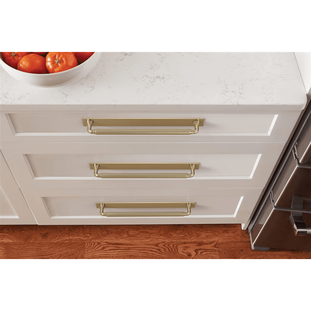 256mm Ladera Rectangle Cabinet Pull Backplate, Golden Champagne Alt 3 - Image