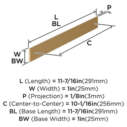 256mm Ladera Rectangle Cabinet Pull Backplate, Champagne Bronze Alt 1 - Image