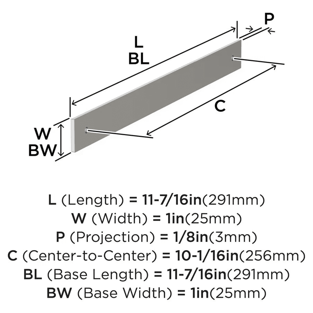 256mm Ladera Rectangle Cabinet Pull Backplate, Satin Nickel Alt 1 - Image