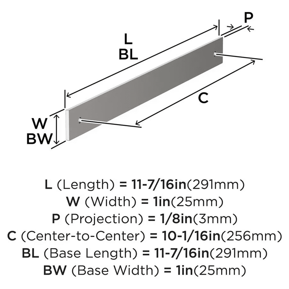 256mm Ladera Rectangle Cabinet Pull Backplate, Polished Nickel Alt 1 - Image