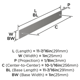 256mm Ladera Rectangle Cabinet Pull Backplate, Polished Nickel Alt 1 - Image