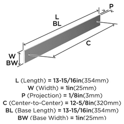 320mm Ladera Rectangle Cabinet Pull Backplate, Polished Chrome Alt 1 - Image