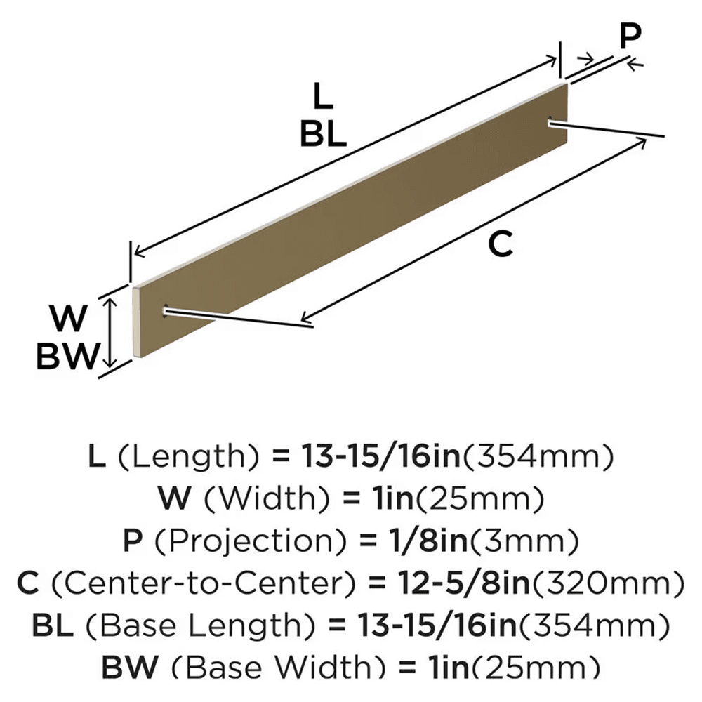 320mm Ladera Rectangle Cabinet Pull Backplate, Golden Champagne Alt 1 - Image