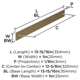 320mm Ladera Rectangle Cabinet Pull Backplate, Golden Champagne Alt 1 - Image