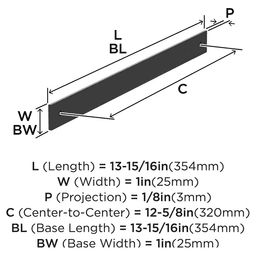 320mm Ladera Rectangle Cabinet Pull Backplate, Matte Black Alt 1 - Image