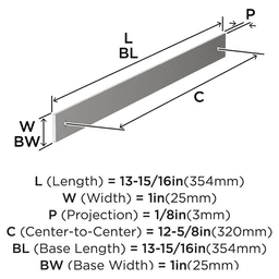 320mm Ladera Rectangle Cabinet Pull Backplate, Polished Nickel Alt 1 - Image