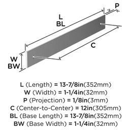 305mm Ladera Rectangle Appliance Pull Backplate, Polished Chrome Alt 1 - Image