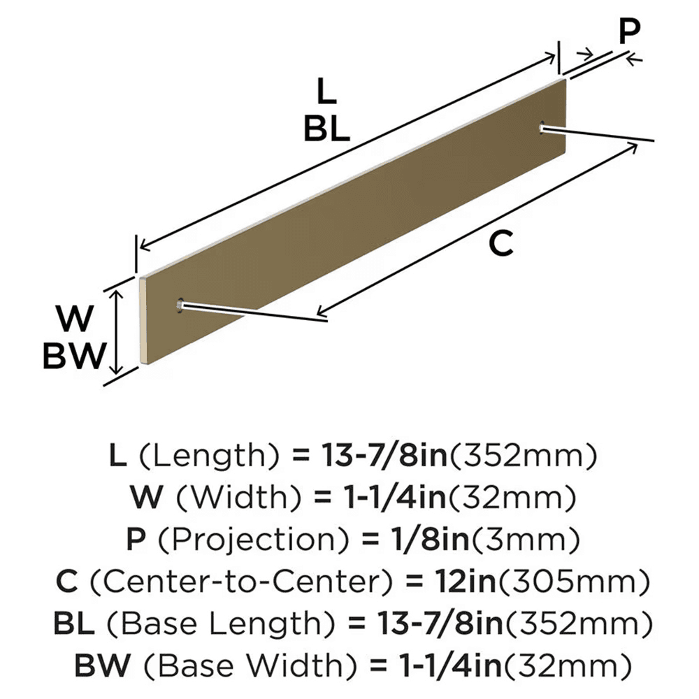 305mm Ladera Rectangle Appliance Pull Backplate, Golden Champagne Alt 1 - Image