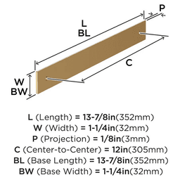 305mm Ladera Rectangle Appliance Pull Backplate, Champagne Bronze Alt 1 - Image
