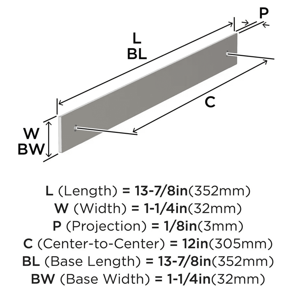 305mm Ladera Rectangle Appliance Pull Backplate, Satin Nickel Alt 1 - Image