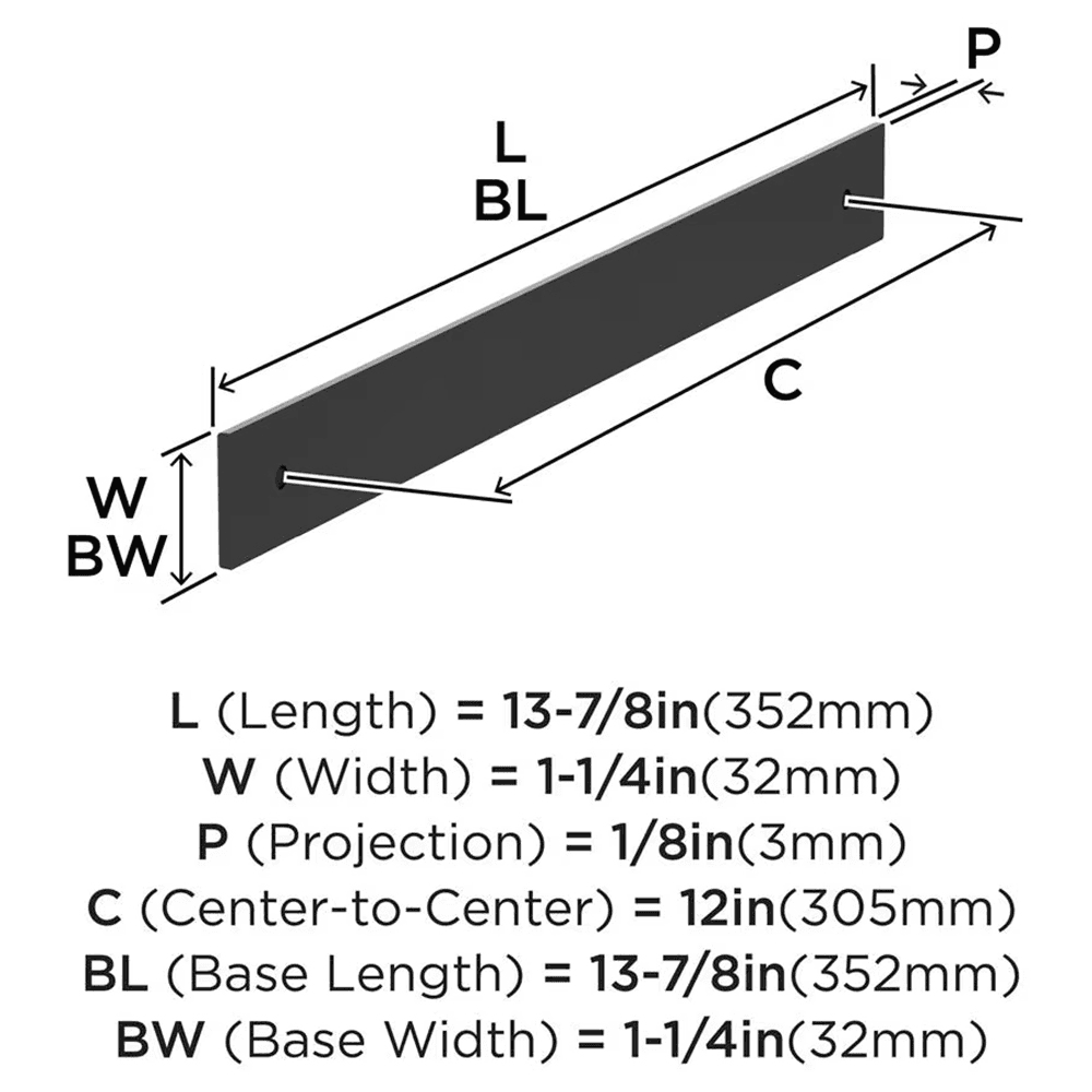 305mm Ladera Rectangle Appliance Pull Backplate, Matte Black Alt 1 - Image