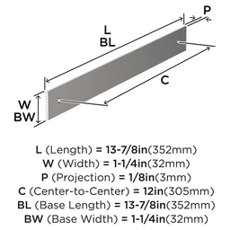305mm Ladera Rectangle Appliance Pull Backplate, Polished Nickel Alt 1 - Image