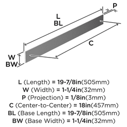 457mm Ladera Rectangle Appliance Pull Backplate, Polished Chrome Alt 1 - Image