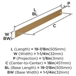 457mm Ladera Rectangle Appliance Pull Backplate, Champagne Bronze Alt 1 - Image