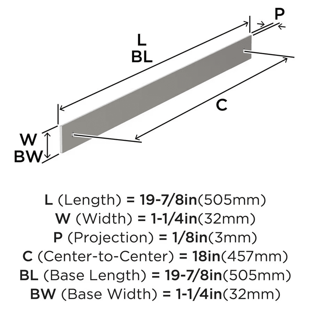 457mm Ladera Rectangle Appliance Pull Backplate, Satin Nickel Alt 1 - Image